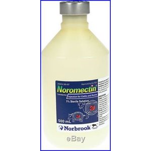 Durvet Norbrook® 001-11079 Ivermectin Noromectin® 1% Injection, 500 mL, For Cattle & Swine