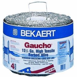 Bekaert Gaucho® 118293 High Tensile Strength 4-Point Barbed Wire, 15.5 ga x 5 inch Barb Spacing