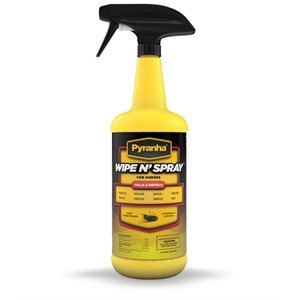 Jeffers Pyranha® Wipe N'Spray™ CXP477 Fly Protection Spray, 32 oz, Yellow, For Horse