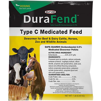 Durvet DuraFend™ DV0107966 Multi-Species Medicated Dewormer, 1 lb, Green / Brown, For All Animals