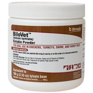 Durvet Bimeda® 1BIL004 Macrolide Antibiotic Bilovet® Powder, 100 gm, For Pig, Bee, Turkey & Chicken