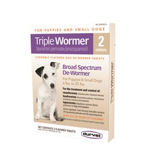 Durvet DV17603 Triple Wormer® Tablet, For Small Dog, 2 / Box