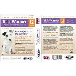 Durvet DV17612-1 Triple Wormer® Tablet, For Small Dog, Each