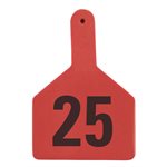 Z Tags™ FAR053078 One-Piece Numbered 151-175 Ear Tag, 3 inch x 4-1 / 2 inch, Red, Cattle