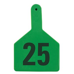 Z Tags™ FAR053269 One-Piece Numbered 51-75 Ear Tag, 3 inch x 4-1 / 2 inch, Green, Cattle