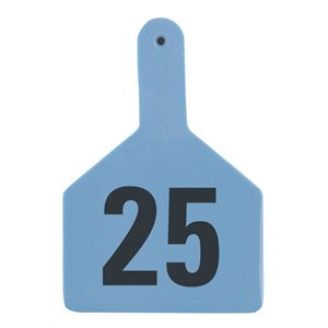 Z Tags™ FAR053287 One-Piece Numbered 51-75 Ear Tag, 3 inch x 4-1 / 2 inch, Blue, Cattle