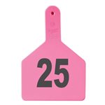 Z Tags™ FAR053292 One-Piece Numbered 26-50 Ear Tag, 3 inch x 4-1 / 2 inch, Pink, Cattle