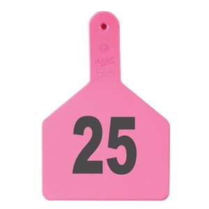 Z Tags™ FAR053292 One-Piece Numbered 26-50 Ear Tag, 3 inch x 4-1 / 2 inch, Pink, Cattle