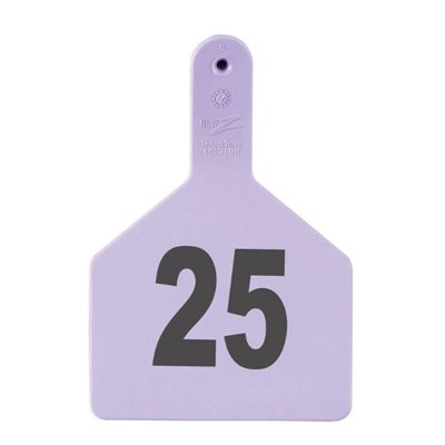 Z Tags™ FAR053298 One-Piece Numbered 26-50 Ear Tag, 3 inch x 4-1 / 2 inch, Purple, Cattle