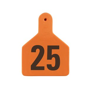 Z Tags™ FAR053914 One-Piece Numbered 76-100 Ear Tag, 2-3 / 8 inch x 3-1 / 4 inch, Orange, Cattle