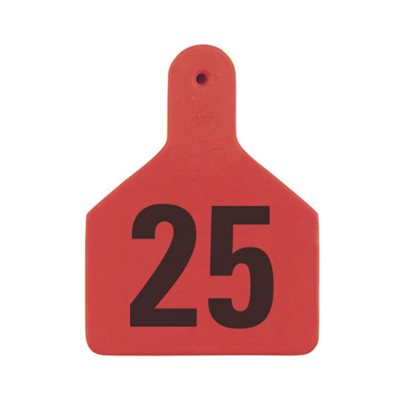 Z Tags™ FAR053948 One-Piece Numbered 176-200 Ear Tag, 2-3 / 8 inch x 3-1 / 4 inch, Red, Cattle