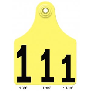 Allflex® GXF175 / GSM-Y Global Female Numbered 151 - 175 Ear Tag, Maxi, 3 inch x 4 inch, Yellow, For Cattle