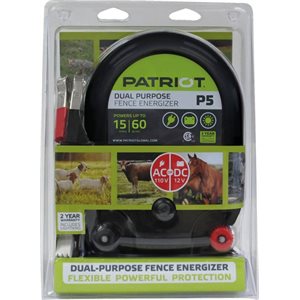 Patriot™ P5 Dual Purpose Fence Energizer, 110 / 12 V, 15 Miles / 60 Acres