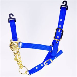 Valhoma® 17 P BL Double Layer Premium Control Halter with Chain, Nylon, Blue, For Cow
